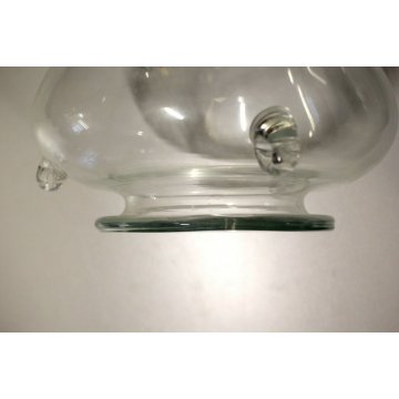 LAMPADARIO VETRO MURANO TRASPARENTE CON GOCCE LANTERNA  ANNI '40/'50 VINTAGE
