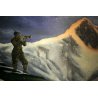 ANTICO QUADRO DIPINTO OLIO SOLDATO MILITARE ALPINO ALPI NEVE TRAMONTO MONTE ROSA
