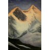 ANTICO QUADRO DIPINTO OLIO SOLDATO MILITARE ALPINO ALPI NEVE TRAMONTO MONTE ROSA