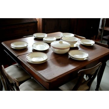 SERVIZIO PIATTI VINTAGE 22pz CERAMICA BIANCA SCI Laveno DOPPIA RIGA AMARANTO 900