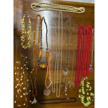LOTTO BIGIOTTERIA ANTICA collane pietre dure Lot Bijoux Anciens Vintage collier