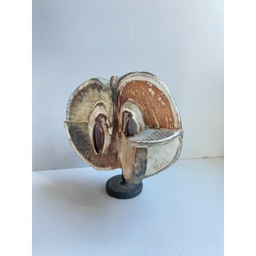 RENZO IGNE SCULTURA ASTRATTA DESIGN IN CERAMICA SMALTATA VINTAGE ANNI 60 FRUTTO 