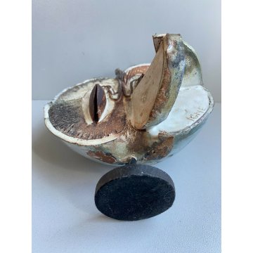 RENZO IGNE SCULTURA ASTRATTA DESIGN IN CERAMICA SMALTATA VINTAGE ANNI 60 FRUTTO 
