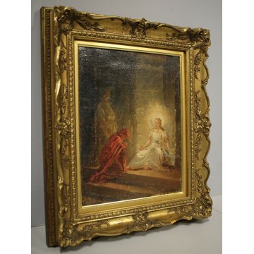 ANTICO QUADRO DIPINTO OLIO TELA ATT. Ticozzi Basilio Dante Virgilio Beatrice 800