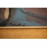QUADRO DIPINTO Fulvio Platinetti SCORCIO CORTE CASCINE BALLATOIO NEOREALISMO '60