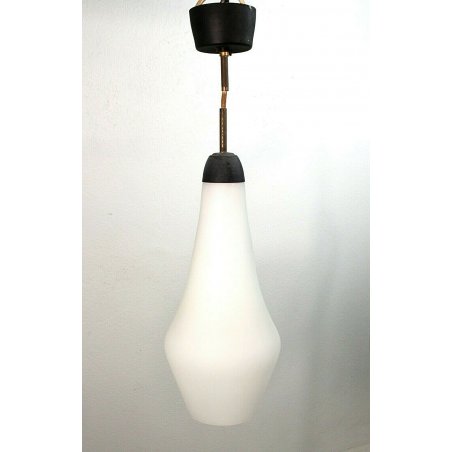 LAMPADARIO VINTAGE DESIGN ATTR.STILNOVO SOSPENSIONE METALLO VETRO OPALINO '50/60