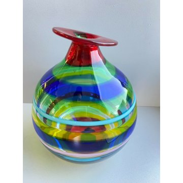 LA MURRINA VASO MURANO SPIRALE INCAMICIATO VINTAGE VENEZIA ITALY GLOBO COLORATO