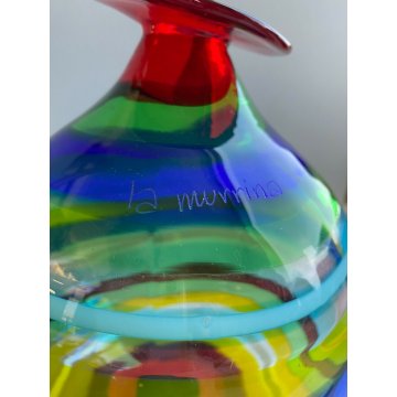 LA MURRINA VASO MURANO SPIRALE INCAMICIATO VINTAGE VENEZIA ITALY GLOBO COLORATO
