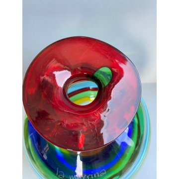 LA MURRINA VASO MURANO SPIRALE INCAMICIATO VINTAGE VENEZIA ITALY GLOBO COLORATO