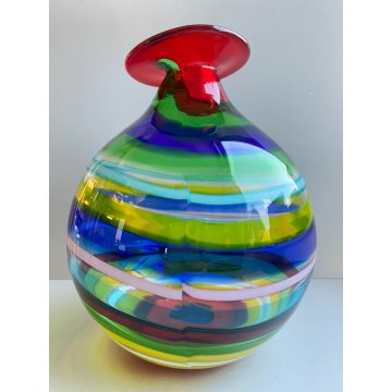 LA MURRINA VASO MURANO SPIRALE INCAMICIATO VINTAGE VENEZIA ITALY GLOBO COLORATO