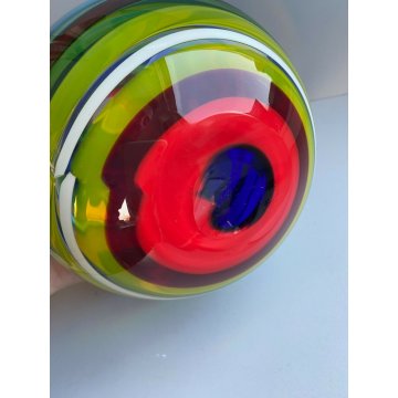 LA MURRINA VASO MURANO SPIRALE INCAMICIATO VINTAGE VENEZIA ITALY GLOBO COLORATO