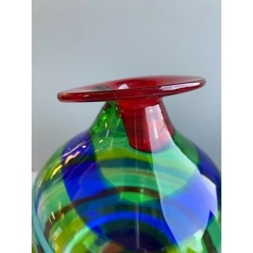 LA MURRINA VASO MURANO SPIRALE INCAMICIATO VINTAGE VENEZIA ITALY GLOBO COLORATO
