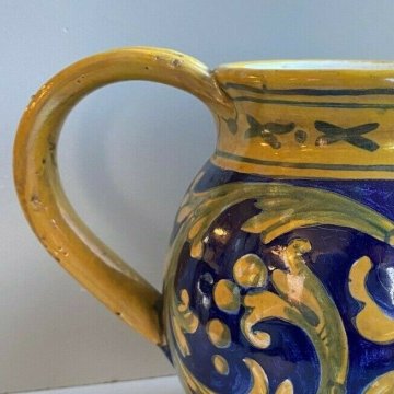 GUALDO TADINO ANTICO VASO CERAMICA A LUSTRO BROCCA DIPINTA VERSATOIO VINTAGE