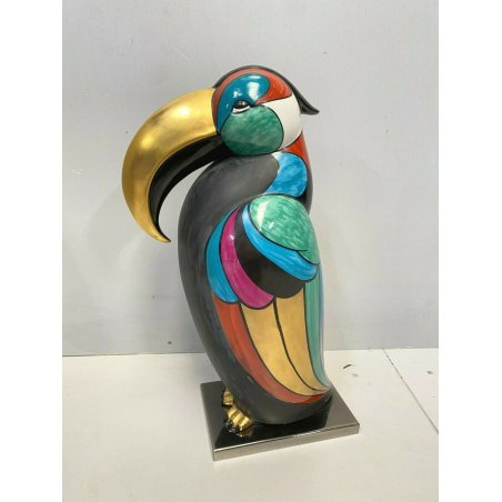 TUCANO GRANDE SCULTURA DESIGN STATUA PORCELLANA CERMICA ITALIANA FIRENZE VINTAGE