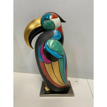 TUCANO GRANDE SCULTURA DESIGN STATUA PORCELLANA CERMICA ITALIANA FIRENZE VINTAGE