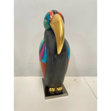 TUCANO GRANDE SCULTURA DESIGN STATUA PORCELLANA CERMICA ITALIANA FIRENZE VINTAGE