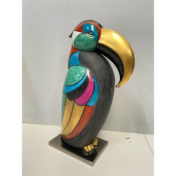 TUCANO GRANDE SCULTURA DESIGN STATUA PORCELLANA CERMICA ITALIANA FIRENZE VINTAGE