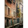 GRANDE QUADRO OLIO De Moral VEDUTA Venezia LAGUNA SCORCIO CANALE PONTE BARCHE