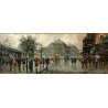 QUADRO DIPINTO OLIO G. De Simone VEDUTA BOULEVARD Parigi PIOGGIA 54,5x104,5cm