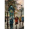 QUADRO DIPINTO OLIO G. De Simone VEDUTA BOULEVARD Parigi PIOGGIA 54,5x104,5cm