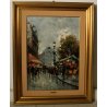 QUADRO DIPINTO OLIO G. De Simone VEDUTA BOULEVARD Parigi PIOGGIA 73,5x93,5cm '84
