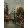 QUADRO DIPINTO OLIO G. De Simone VEDUTA BOULEVARD Parigi PIOGGIA 73,5x93,5cm '84