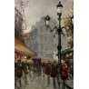 QUADRO DIPINTO OLIO G. De Simone VEDUTA BOULEVARD Parigi PIOGGIA 73,5x93,5cm '84