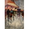 QUADRO DIPINTO OLIO G. De Simone VEDUTA BOULEVARD Parigi PIOGGIA 73,5x93,5cm '84