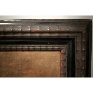 ANTICO QUADRO OLIO TELA NATURA MORTA TAVOLO FRUTTA ORCIO MELE CORNICE Guilloché