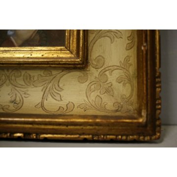 PICCOLO QUADRO Madonna DEL Lippi CORNICE LEGNO ORO INCISA DECORO FOGLIACEO '900