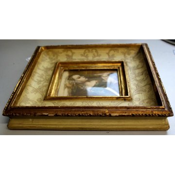 PICCOLO QUADRO Madonna DEL Lippi CORNICE LEGNO ORO INCISA DECORO FOGLIACEO '900