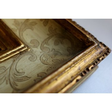PICCOLO QUADRO Madonna DEL Lippi CORNICE LEGNO ORO INCISA DECORO FOGLIACEO '900