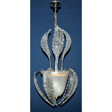 ANTICO LAMPADARIO BAROVIER TOSO VETRO SOFFIATO MURANO GLASS LAMPADA FOGLIE LAMP