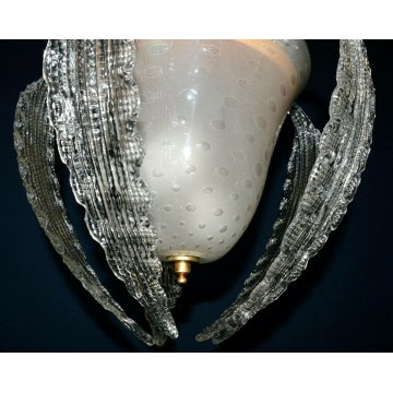 ANTICO LAMPADARIO BAROVIER TOSO VETRO SOFFIATO MURANO GLASS LAMPADA FOGLIE LAMP