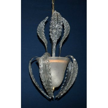 ANTICO LAMPADARIO BAROVIER TOSO VETRO SOFFIATO MURANO GLASS LAMPADA FOGLIE LAMP