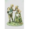 SCULTURA TUTTOTONDO PORCELLANA CAPODIMONTE POLICROMA ANZIANI COPPIA ORTAGGI  