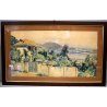 QUADRO ACQUERELLO PAESAGGIO VEDUTA MASSINO VISCONTI SCORCIO VILLA LAGO MAGGIORE