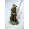 SCULTURA TUTTOTONDO PORCELLANA CAPODIMONTE POLICROMA ANZIANI COPPIA ORTAGGI  