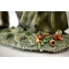 SCULTURA TUTTOTONDO PORCELLANA CAPODIMONTE POLICROMA ANZIANI COPPIA ORTAGGI  