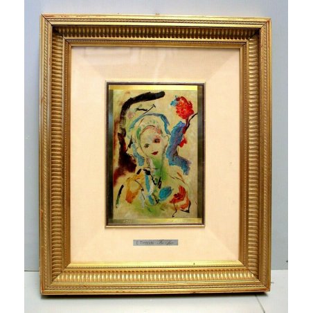 OPERA TECNICA MISTA Ernesto Treccani VOLTO Fra i Fiori MULTIPLO 87/99 PUNZONATO