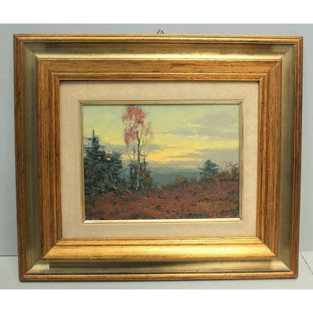 QUADRO DIPINTO OLIO TELA Artino Giroldi PAESAGGIO Tramonto sabbioni Revislate 74