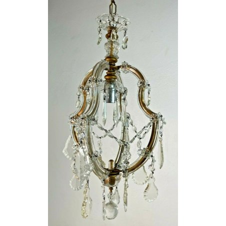 ANTICO LAMPADARIO LIBERTY MARIA TERESA VETRO MURANO PRIMI 1900 GOCCE GLASS LAMP 