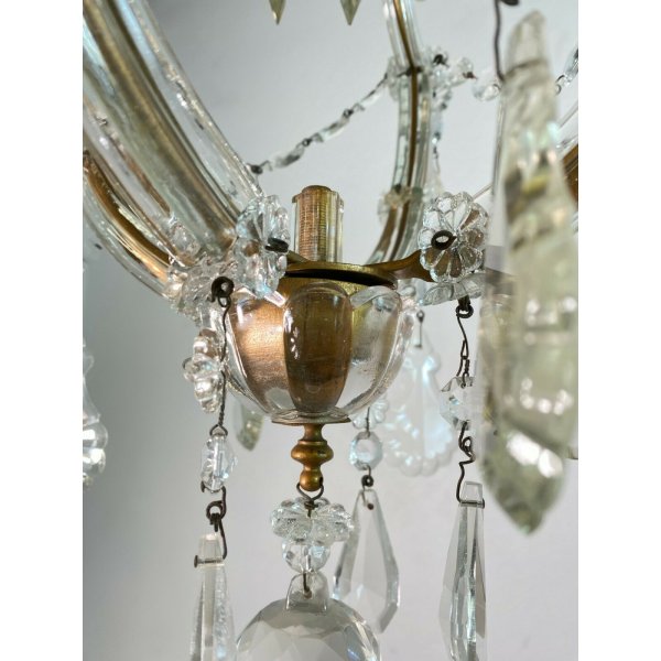 ANTICO LAMPADARIO LIBERTY MARIA TERESA VETRO MURANO PRIMI 1900 GOCCE GLASS LAMP 