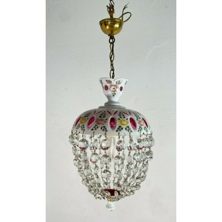 ANTICO LAMPADARIO LIBERTY MARIA TERESA VETRO MURANO DIPINTO 900 GOCCE GLASS LAMP