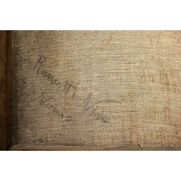 ANTICO QUADRO OLIO TELA Renatti Nino PAESAGGIO MONTANO  BAITA ALPE Devero '900