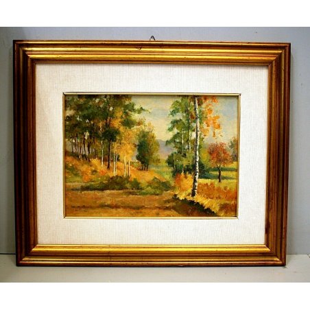 QUADRO DIPINTO OLIO Mario Pavesi PAESAGGIO AUTUNNALE Strada di campagna NOVARA 