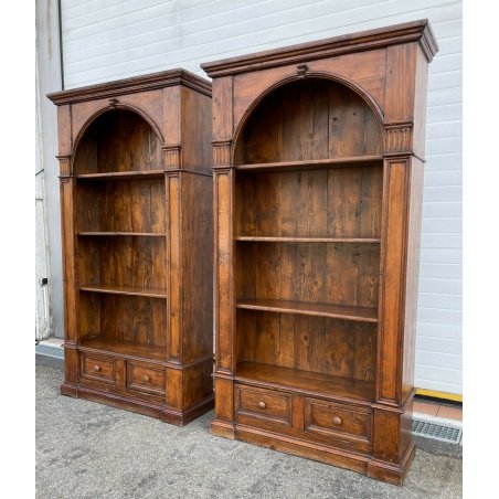 ANTICA COPPIA LIBRERIE LEGNO ABETE 1800 SECRETAIRE 3 CASSETTI PORTA DOCUMENTI 