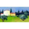 ANTICO QUADRO OLIO CARTONE G Gagliardi PAESAGGIO TOSCANO CASALE PRATO ULIVI CASE