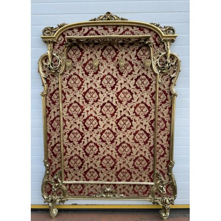 APPENDIABITI PARETE STOFFA OTTONE ANNI 50 ITALY LEGNO FOGLIA ORO VINTAGE OLD 