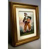 QUADRO DIPINTO OLIO TELA LUCIANO LUTRING 1999 Allegro Pagliaccio CLOWN TAMBURO